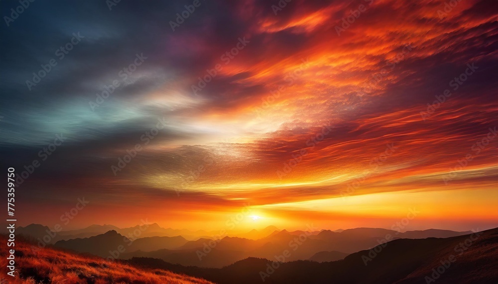 fiery dark dramatic sunset sky colorful colors of dawn incredible beauty a beautiful and colorful abstract nature background illustration 3d