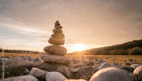 stacked stones in nature photo