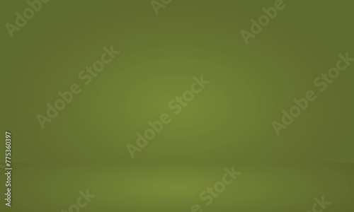 Dark Olive green room in 3d Background. Abstract smooth Olive green wall background layout design studio room web template