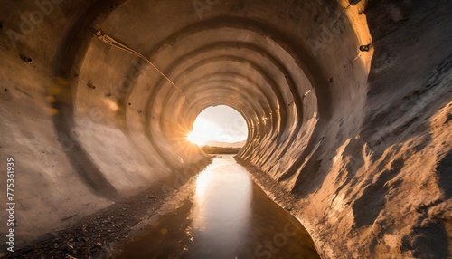 dark hole or underground tunnel with shining light