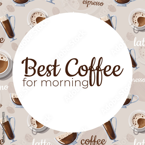 Post for social networks. Instagram post design with coffee. Morning coffee post