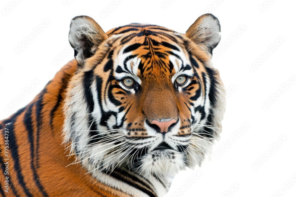 Fototapeta premium tiger close up Isolated on solid white background