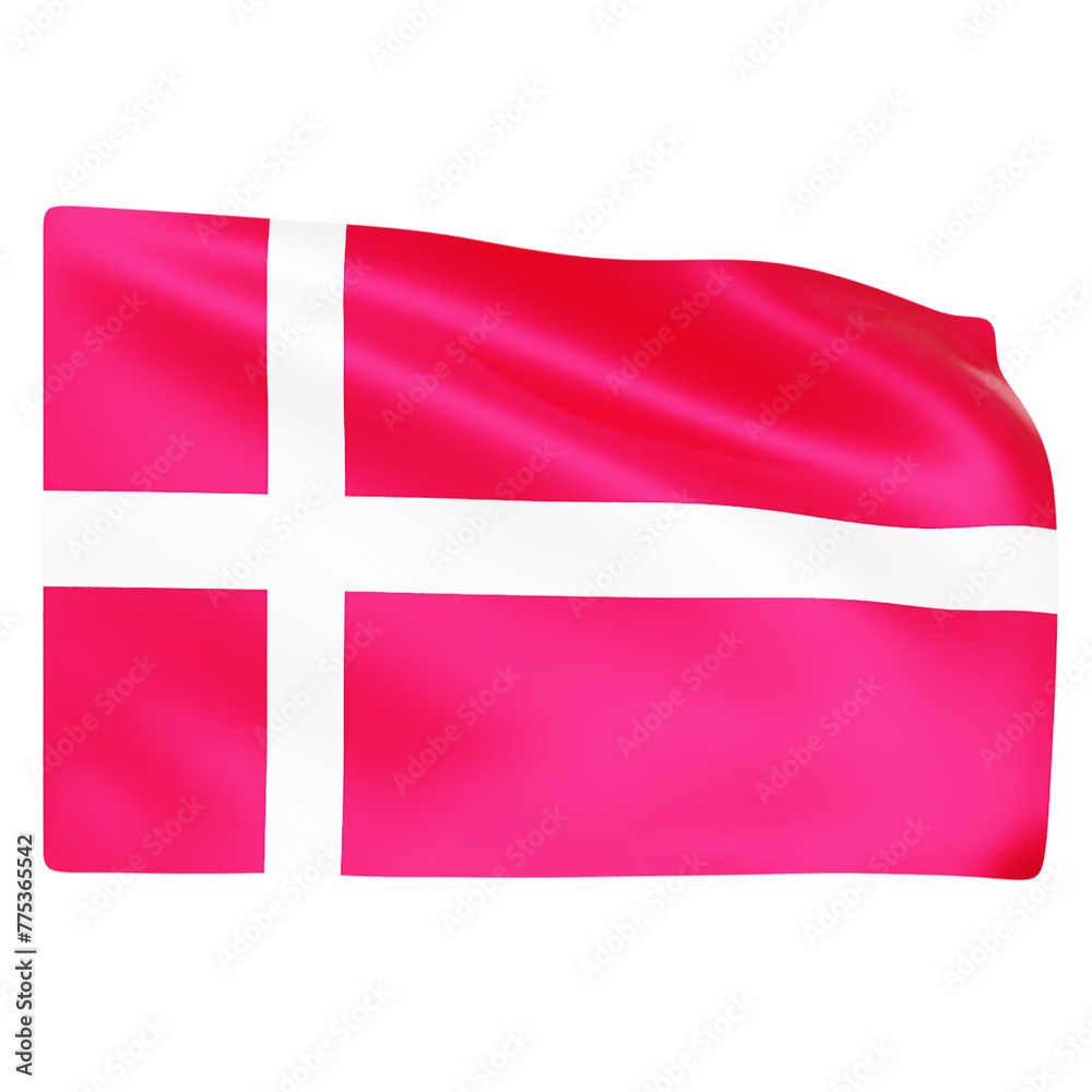 Fototapeta premium PNG 3D Flag of Denmark icon isolated on a white background