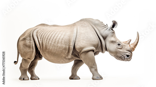Big rhino animal isolated white background.