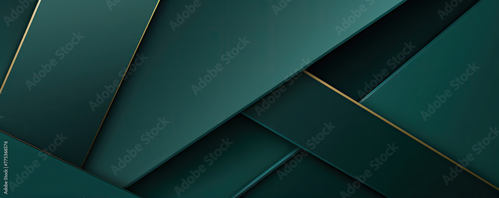 Naklejka premium Dark green abstract in wide banner shape. polygon elegant or frame background. copy space for text.