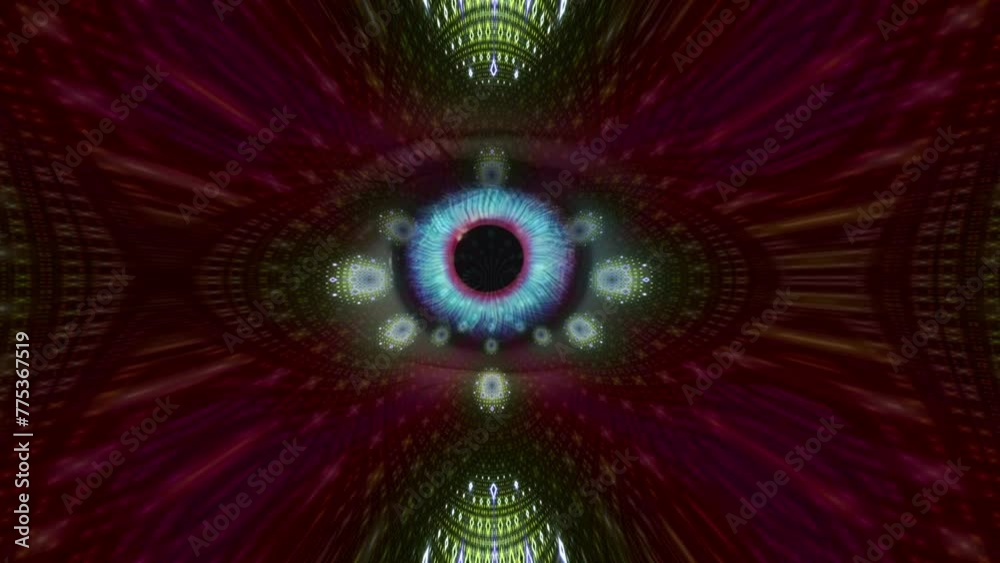 Eye Iris Ripple staring inside kaleidoscope hypnotic motion background