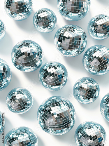 background with colourful disco balls.Minimal creative party concept