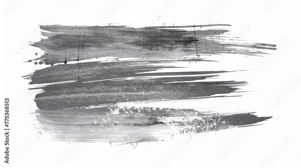 Black Brush Strokes on white background,watercolor paint texture