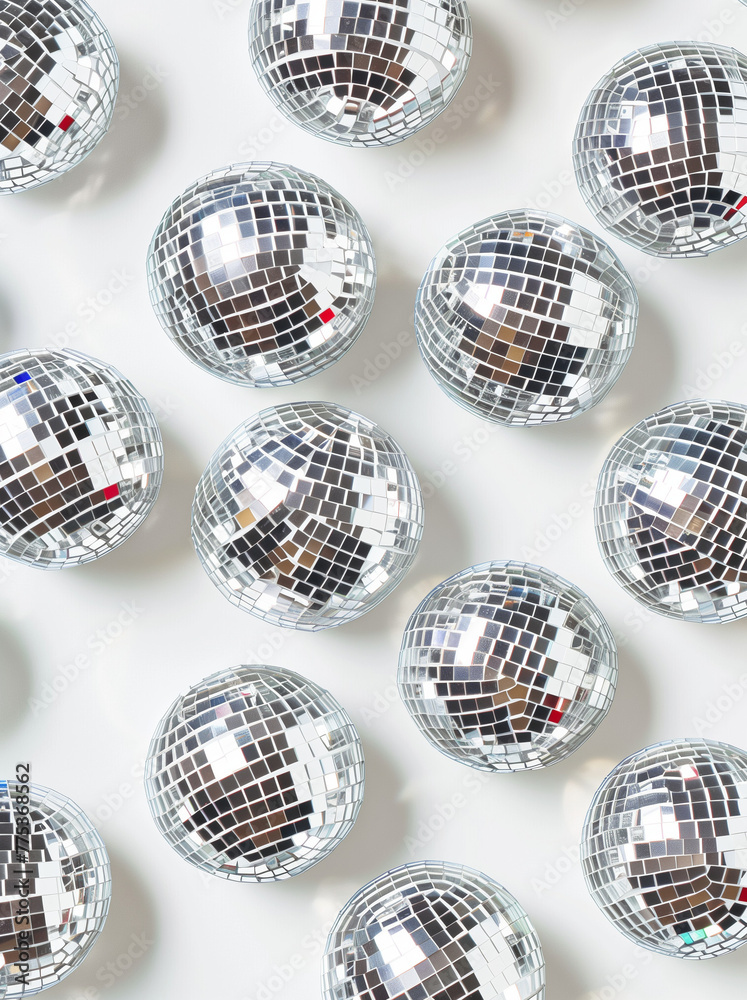 background with disco balls.Minimal creative party concept background with disco balls.Minimal creative party concept