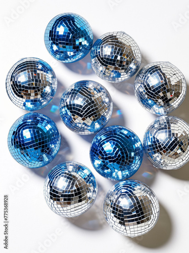 background with colourful disco balls.Minimal creative party concept