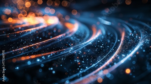 Colorful abstract 3d background with microparticles and waves