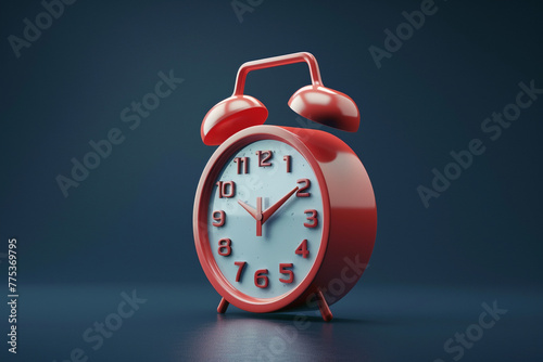 3D alarm clock symbol in vector rendering style.