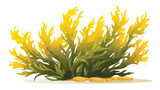 Yellow seaweed plant sealife icon flat cartoon vact