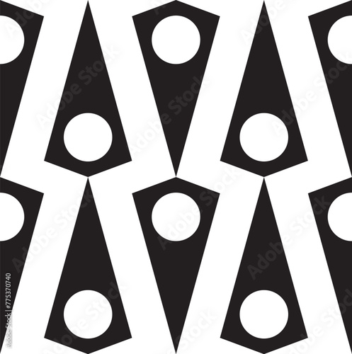Monochrome ancient triangle seamless pattern, geometrical triangle pattern in black and white color