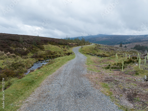 footpath and river in wicklow mountains  ireland