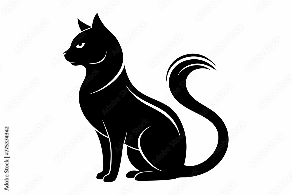 black cat logo silhouette black vector illustration