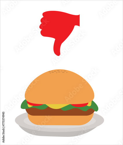 Unhealthy fast food diet hand drawing vector illustration	