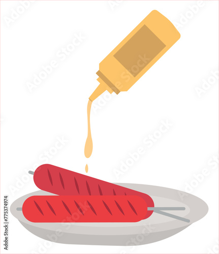 Unhealthy fast food diet hand drawing vector illustration	