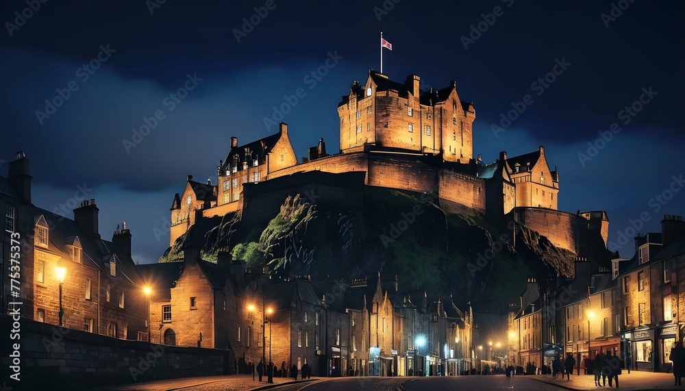Enchanting Illuminated Image Of The Edinburgh Cas