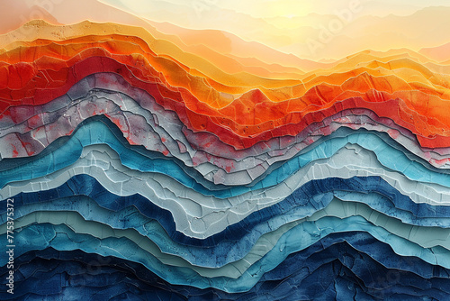 Geological illustration as layered painting.