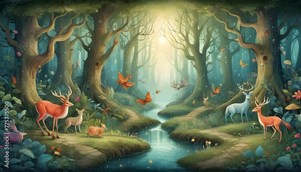 Enchanting Whimsical Illustration Of A Magical Fo