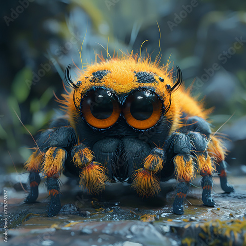 3d cute spider character, generative ai