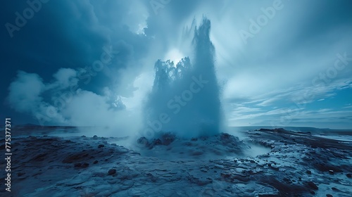 Geysers erupting in a spectacular display of power