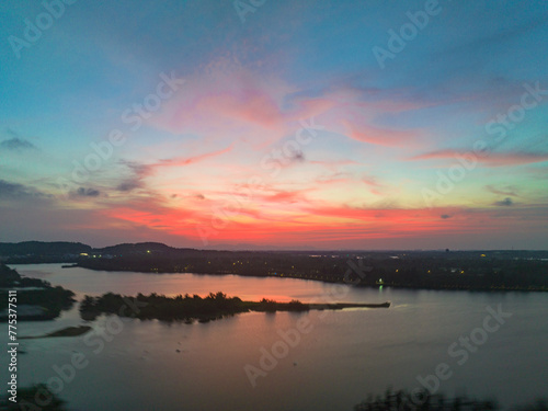 Sunset glow on the coast of Yudai Beach, Boao, Qionghai, Hainan, China photo