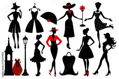 Silhouette image Fashionable Impressions white background 