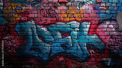 Graffiti art adorning a brick wall