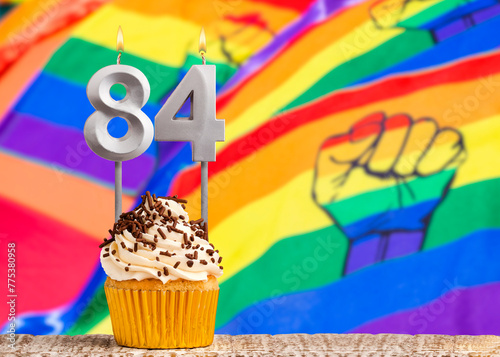 Birthday card with gay pride colors - Candle number 84