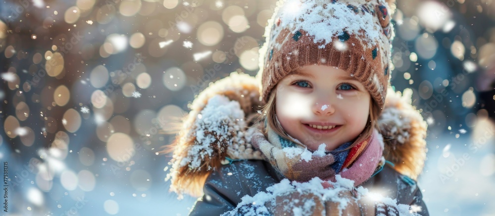 A child in a winter coat and hat A child in a winter coat and hat
