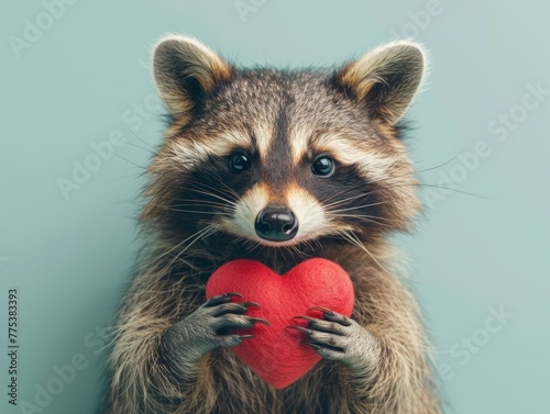 Pastel Green Raccoon for Valentine's Day