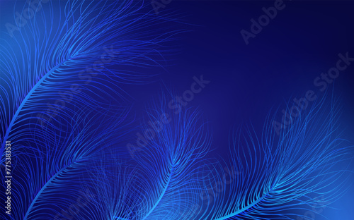 Background of flying blue realistic vector  goose or swan white feathers.Ecological feather filler for pillows, blankets or jackets.Vector concept design.