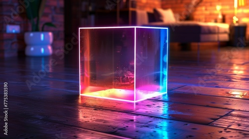Neon Edge Cube 3D