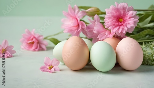 Easter Background With Eggs Decorated In Pastel Pi
