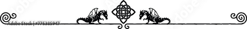 Elegant Header Footer - Facing Dragons and Celtic Knot