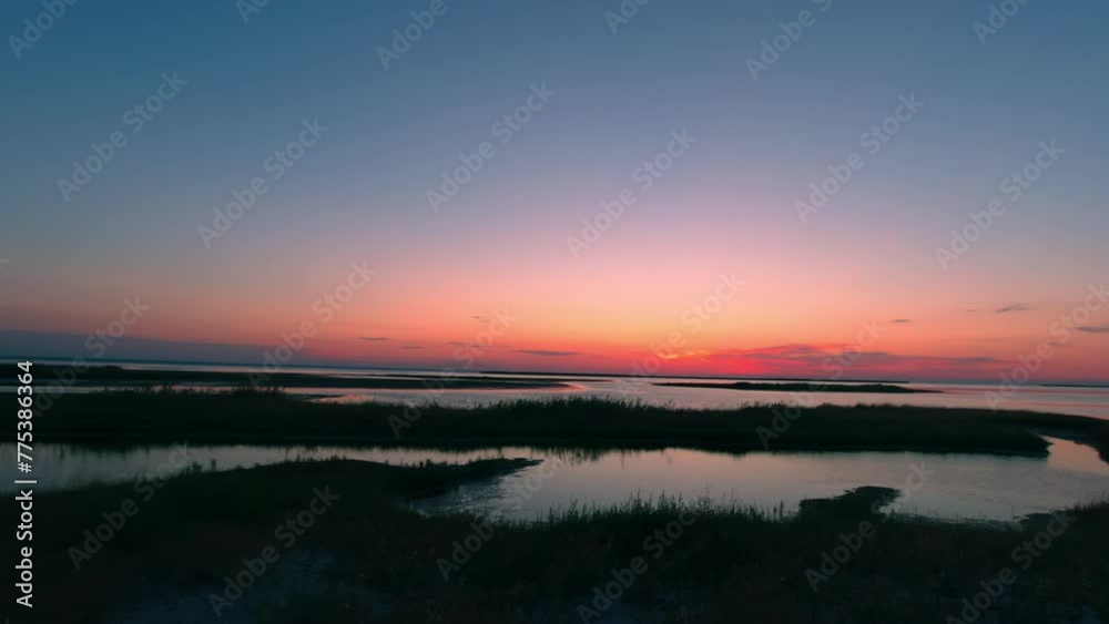 Sunrise over the protected lakes of the Kinburn Spit, Ukraine
