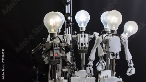 Innovative robots: inventive mechanisms with light bulbs --no text, titles --ar 16:9 --quality 0.5 --stylize 0 Job ID: cd8e4010-bc67-4dd2-88d3-3815a5ee51b7
