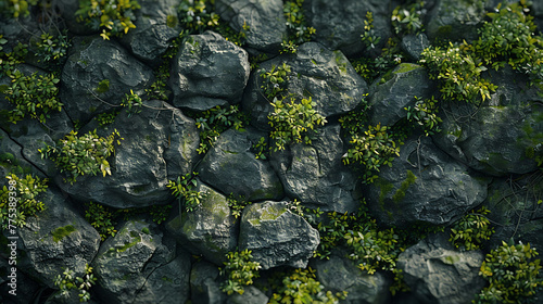 intricate patterns of mountain moss clinging to shaded rocks