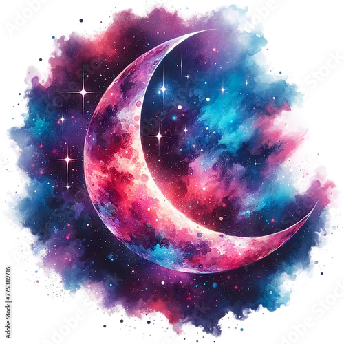 Phases of Moon in Watercolor Style Watercolor Clipart Isolated
