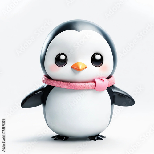 Adorable Penguin Illustration on White Background  Embracing Kawaii Aesthetic