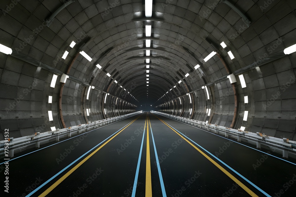 3D architectural tunnel rendering showcases futuristic highway infrastructure