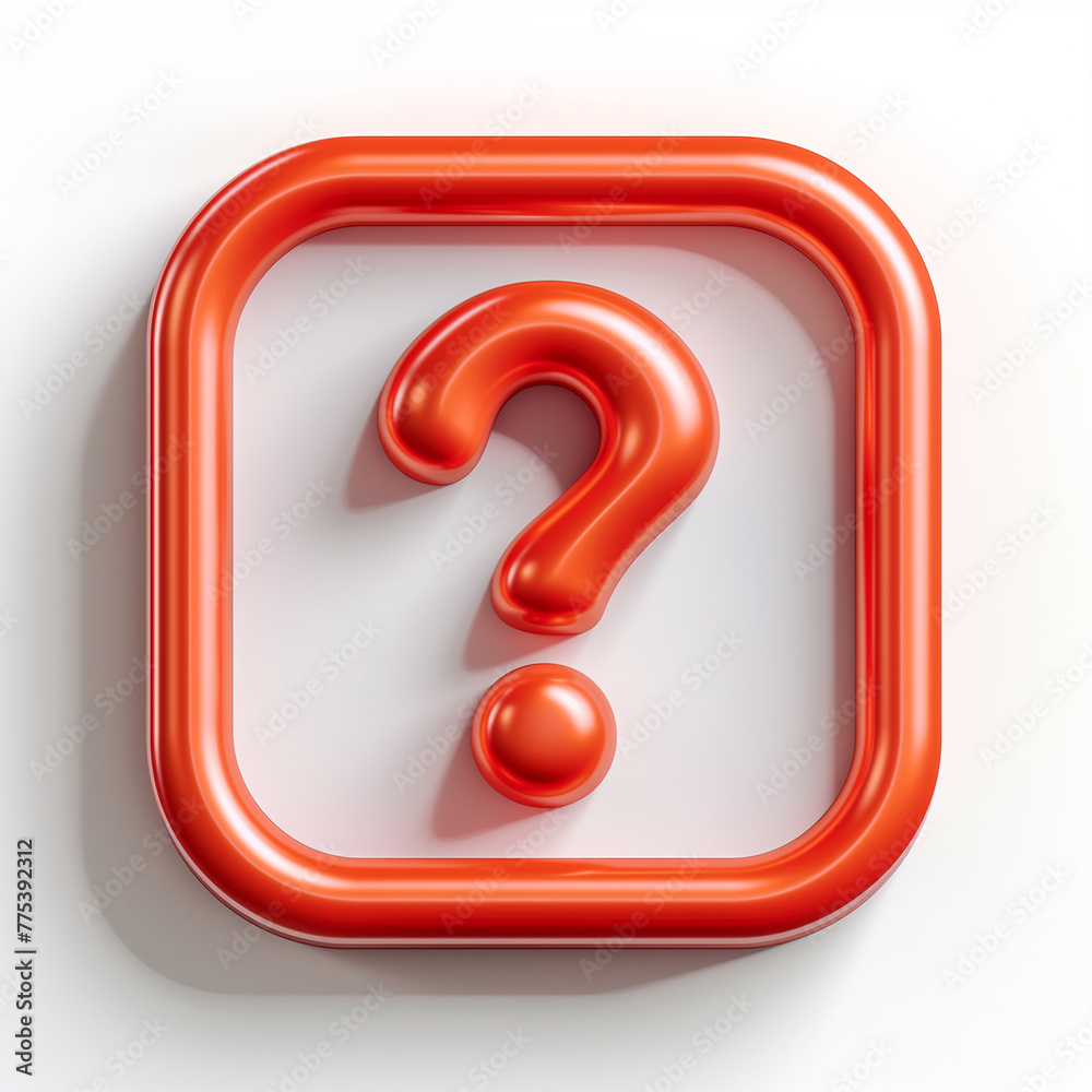 Bright red question 3d graphic icon Bright red question 3d graphic icon