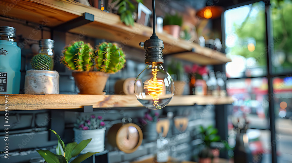 Vintage Edison Bulbs Hanging Against a Dark Background, Creating a Warm and Inviting Ambiance