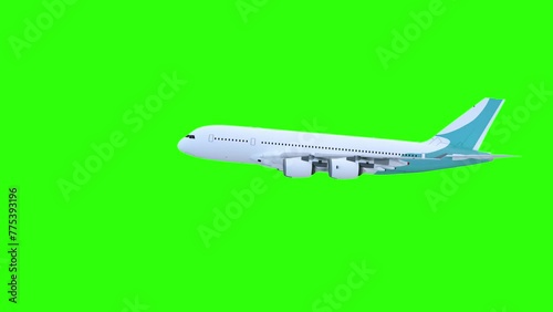 3D animation of a plane seen in profile, then from behind - loop - 3D rendering