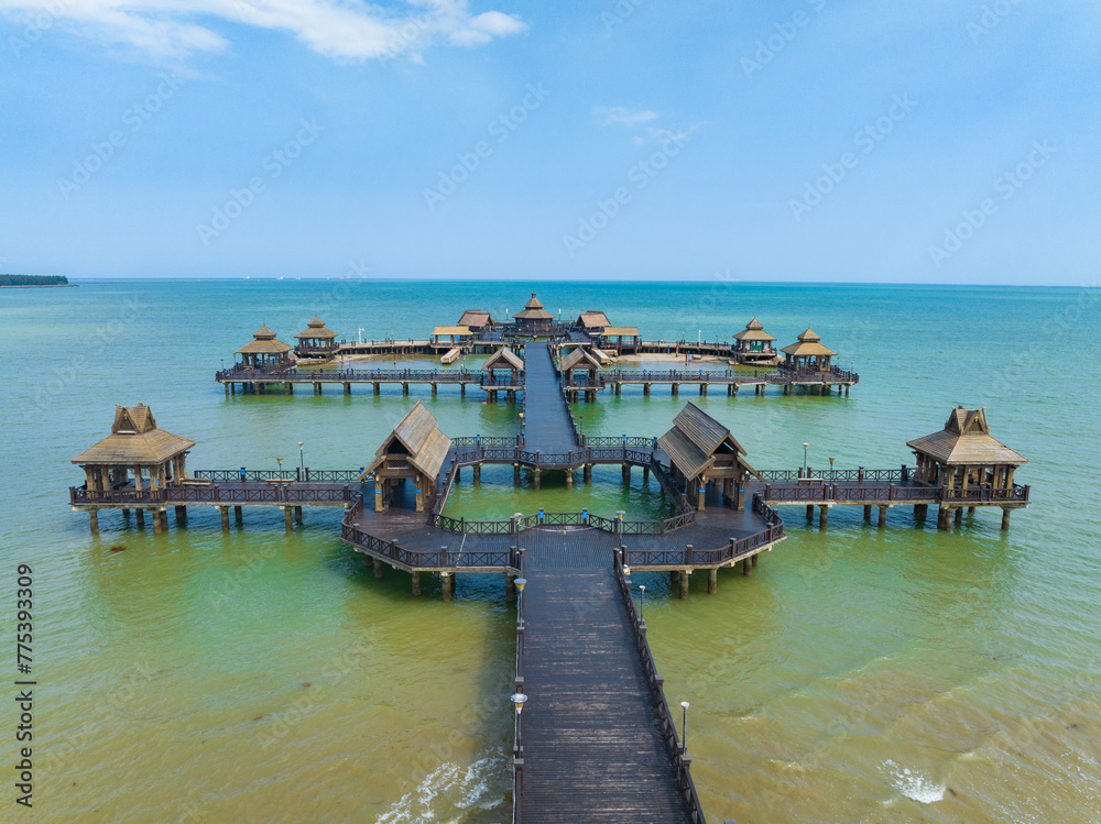 Gaolong Bay Marine Plank Road in Wenchang, Hainan, China