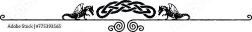 Elegant Header Footer - Curved Celtic Knot and Dragons