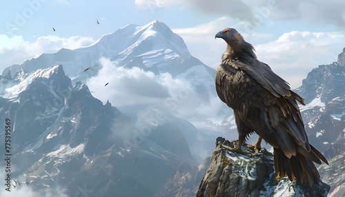 Condor bird at the summit of a mountain photo