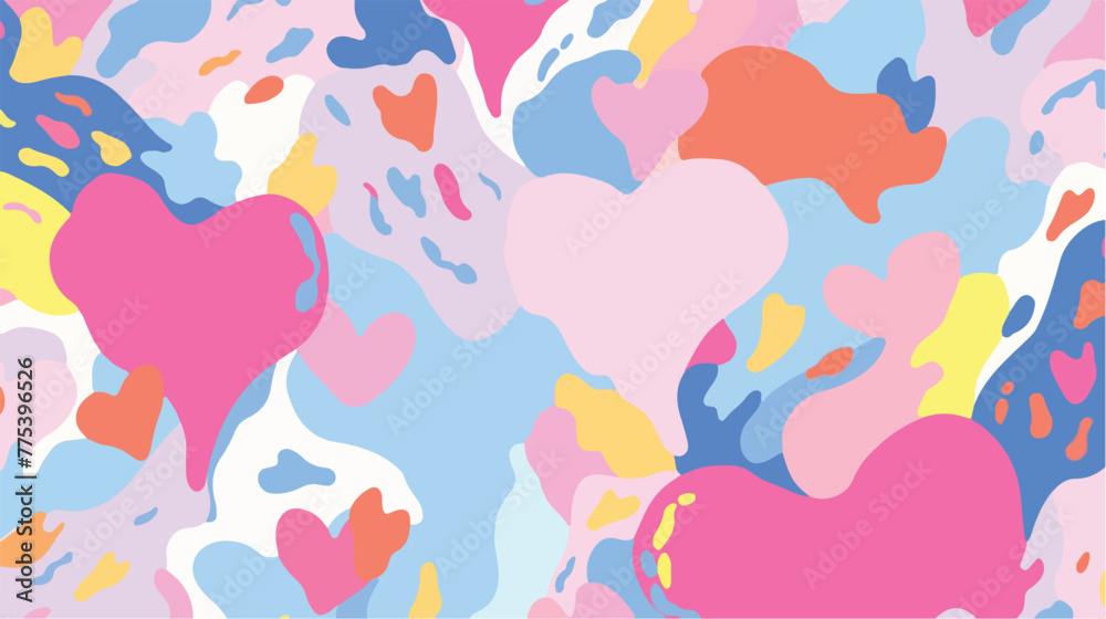 Abstract seamless pattern with rainbow heart and le - obrazy, fototapety, plakaty 
